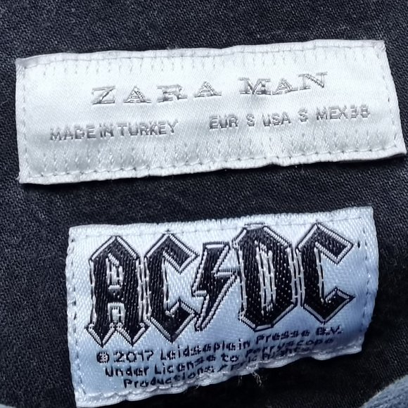 Zara Man AC/DC Black Ice Grey Plaid Shirt - Picture 8 of 10